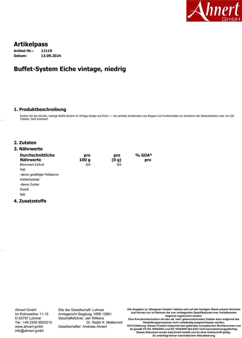 Buffet-System Eiche vintage, niedrig
