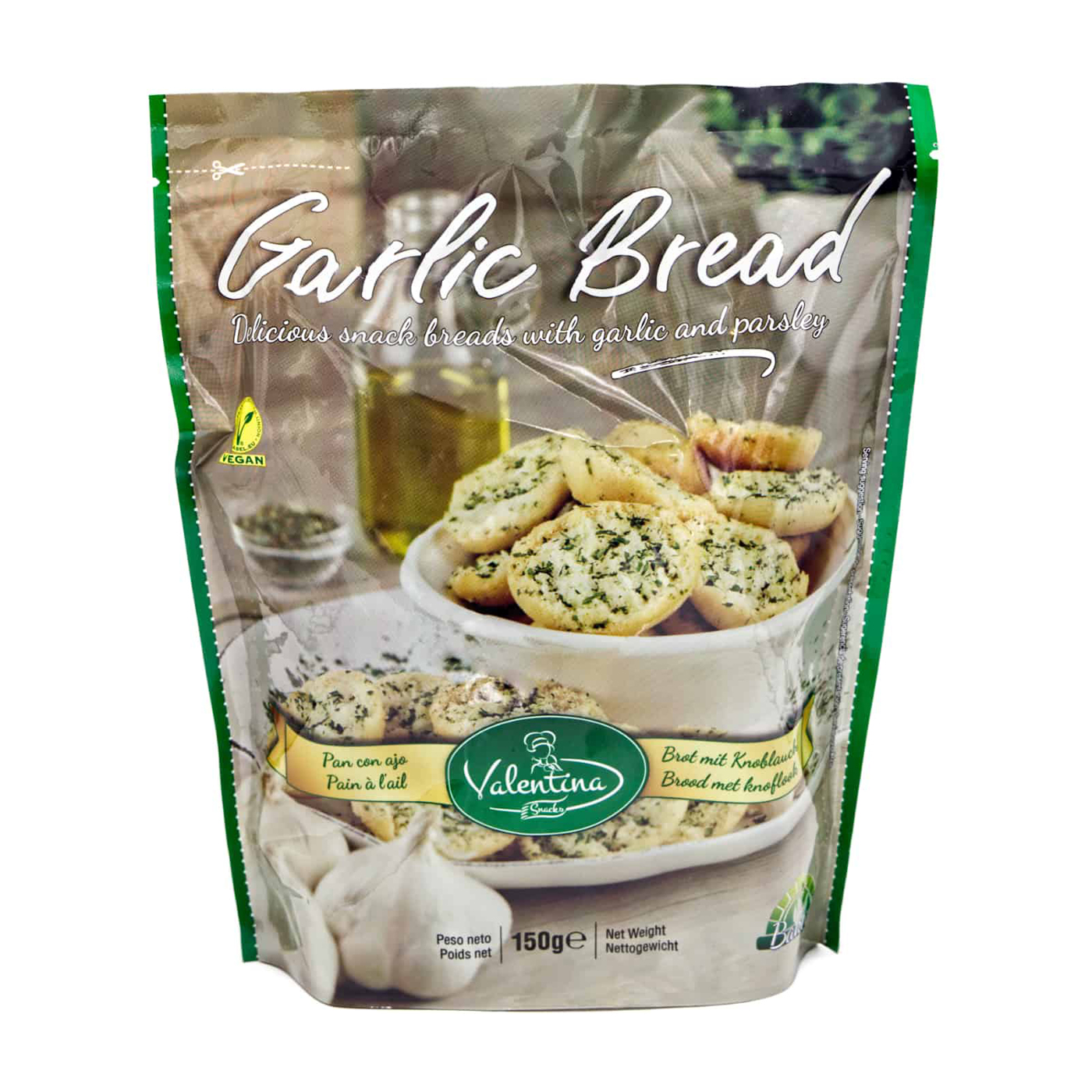 Mediterranes Knoblauchbrot 150g
Knusprig geröstete Brotscheiben mit Knoblauch und Petersilie – die
kleine mediterrane Köstlichkeit für Zwischendurch.