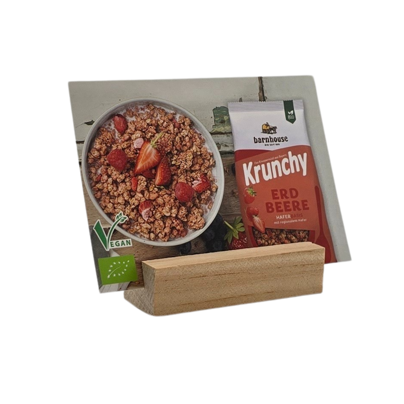 Barnhouse Krunchy Erdbeere Sortenkarte
Buffetbeschilderung mit Zutatenliste/Allergenhinweis
BxH ca. 105 x 80 mm