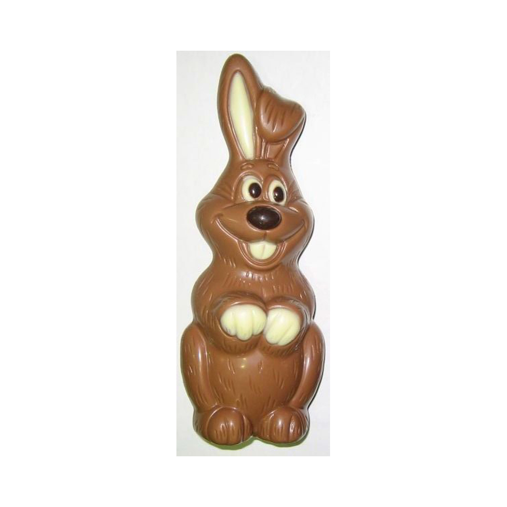 Osterhase 25g (Größe 10 cm)
2-farbig Edel-Vollmilchschokolade in Klarsicht
27 Stück pro Karton