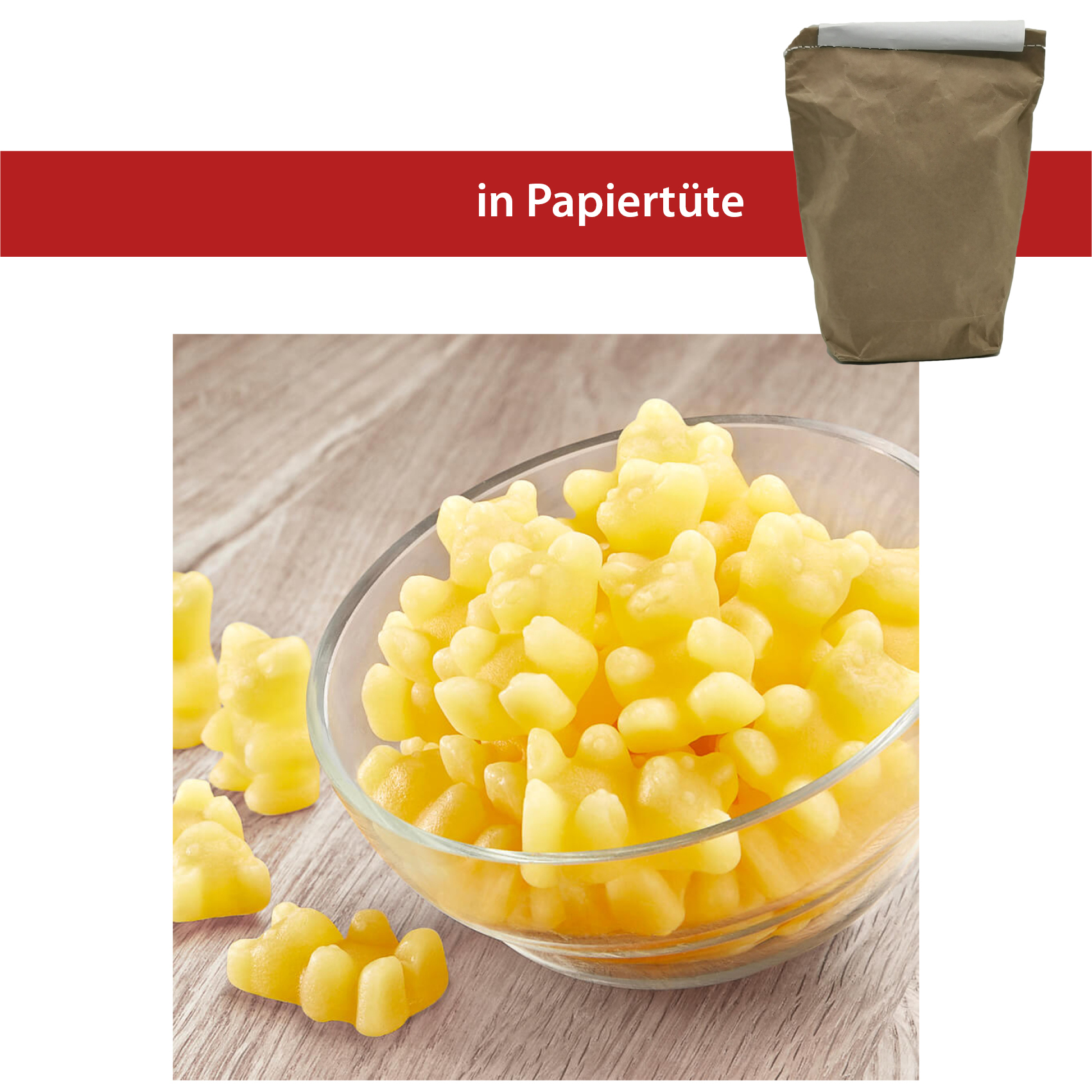 Ingwer Chili Bären 1kg
in der Papiertüte, genäht