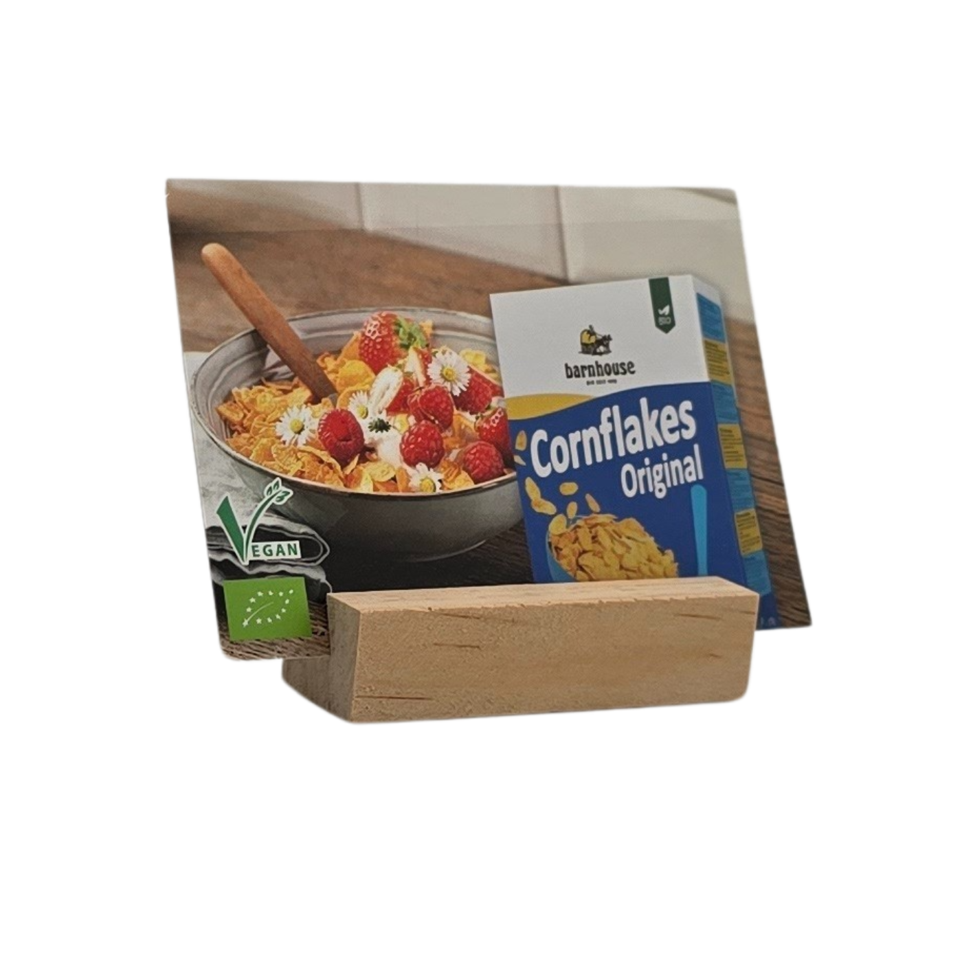 Barnhouse Cornflakes Original Sortenkarte
Buffetbeschilderung mit Zutatenliste/Allergenhinweis
BxH ca. 105 x 80 mm
