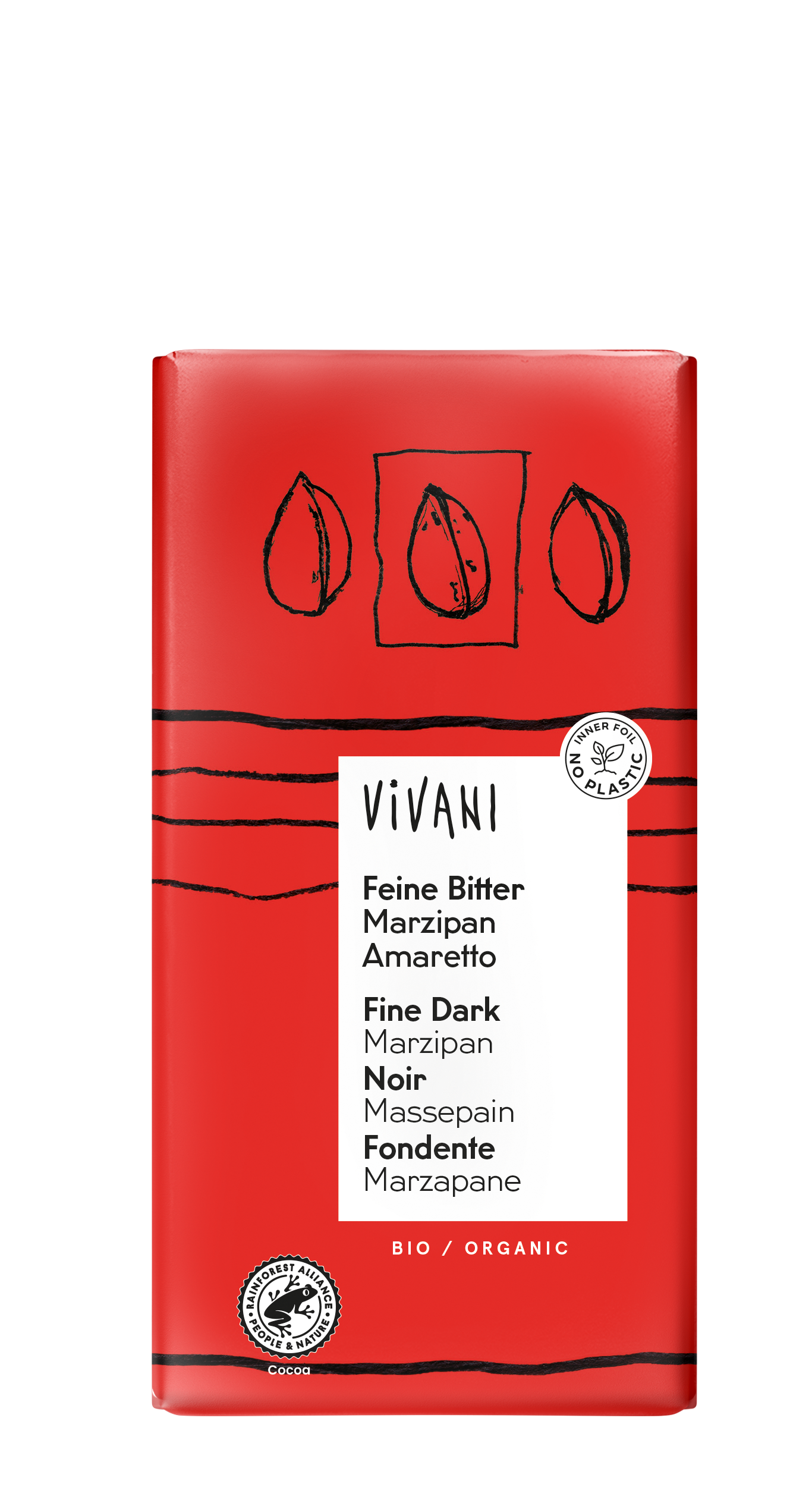 VIVANI Feine Bitter Marzipan Amaretto Schokoladentafel 100g
BIO
10 Stück pro Karton