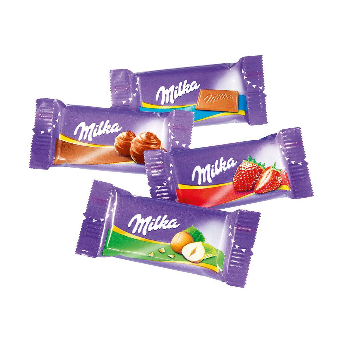 MILKA Naps Mix 1 kg pro Dose 207x4,7g pro Dose(1,0kg) Sorten: Alpenmilch, Haselnuss, Creme au Cacao & Erdbeer