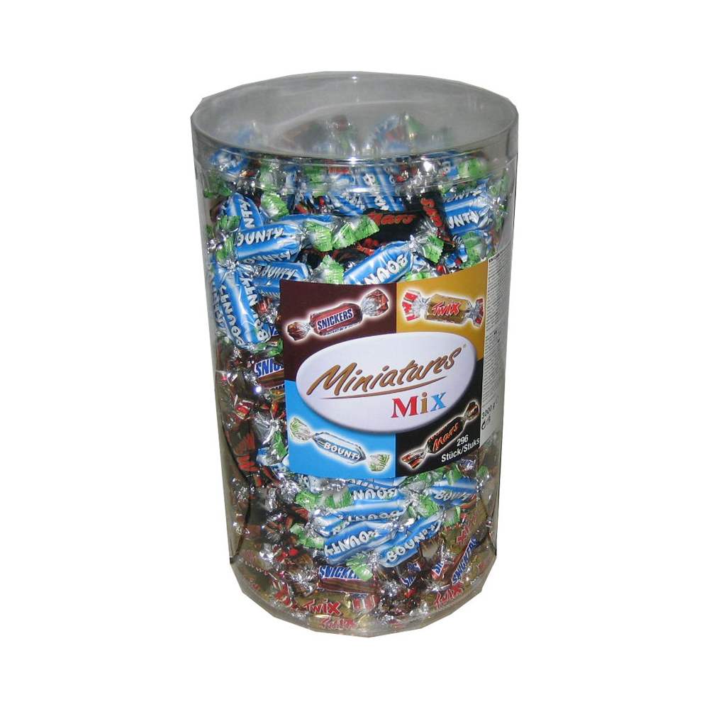 Miniatures MIX Box
Snickers, Mars, Twix, Bounty & mehr
3,0 Kg Dose