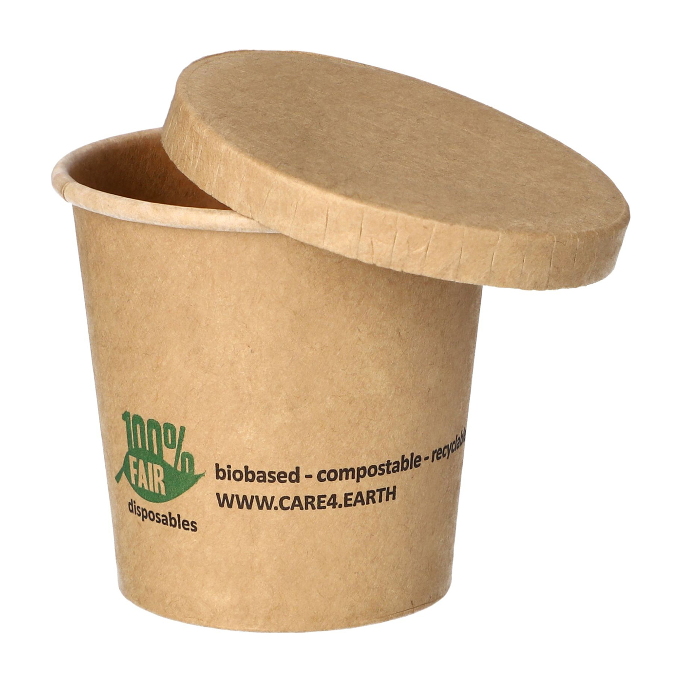 Portionsbecher 90ml braun 6cm,
Höhe: 5,8 cm, max. Gebrauchstemperatur 90 °C Frischfaserkarton mit Bio-Beschichtung 
50 Becher pro Pack/Gebinde