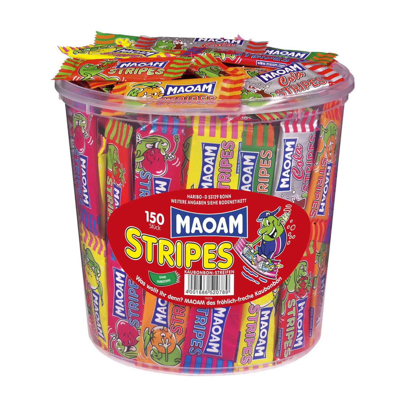 MAOAM Stripes einzeln verpackt
100 Stück pro Dose