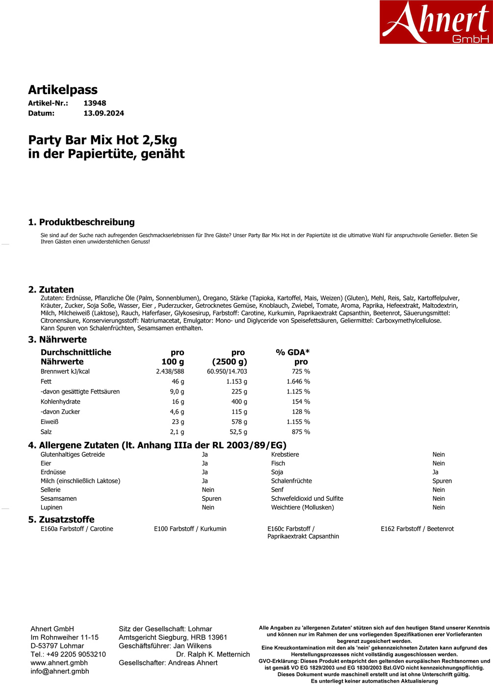 Party Bar Mix Hot 2,5kg
in der Papiertüte, genäht