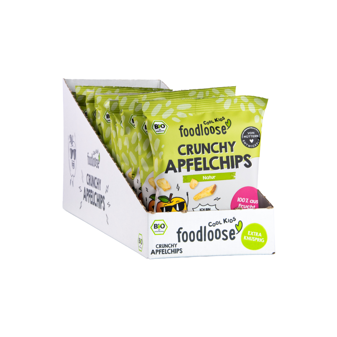 Foodloose Natur Bio-Apfelchips 16g - 13 Stück pro Karton