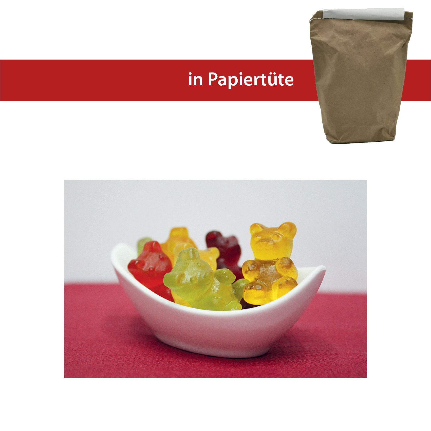 XXL Bär ohne Gelatine 2,6kg
in der Papiertüte, genäht
