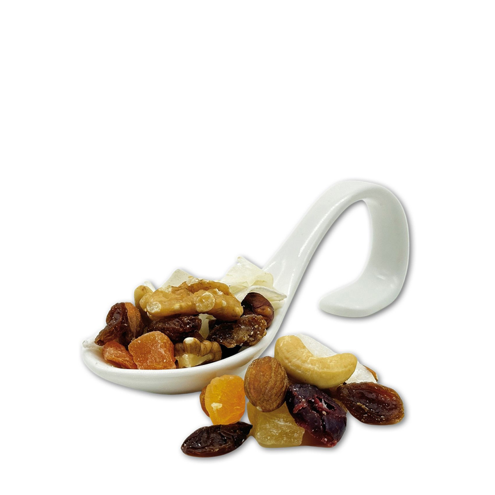 Früchte &  Nussmischung 2,5kg
in der Papiertüte, genäht