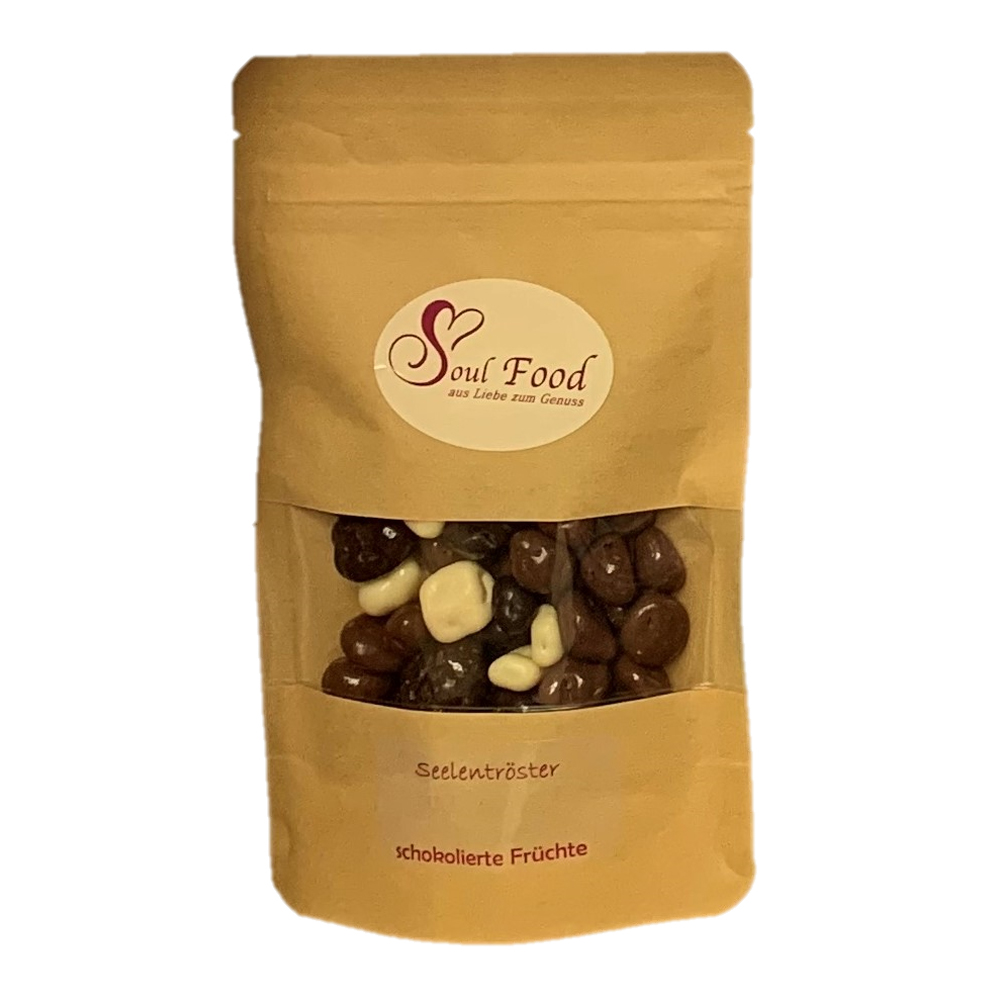 Schokolierte Früchte Mischung  90g
Snackbag
25 Stück pro Karton