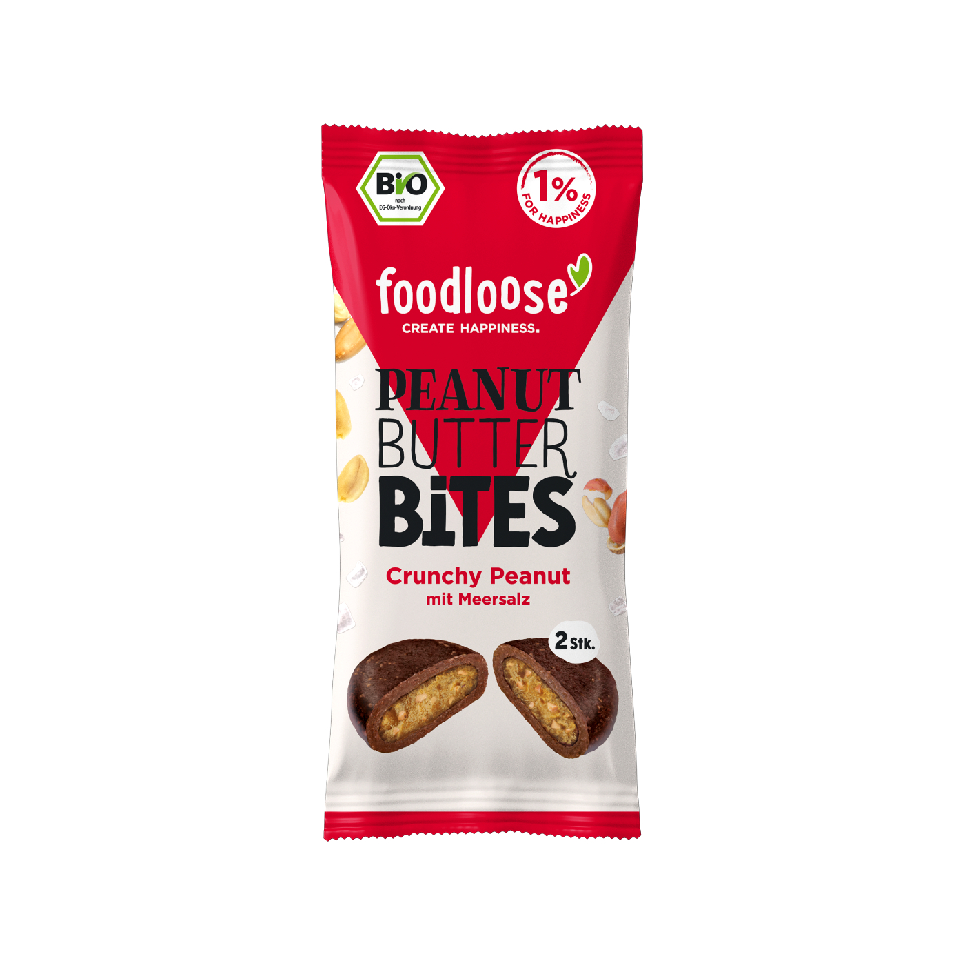 Foodloose Bio-Nut Butter Bites Variety Pack
Crunchy Peanut, Erdnussmus, Hazelnut, Erdnuss-Schoko & Salted Caramel 40g - 20 Stück pro Karton