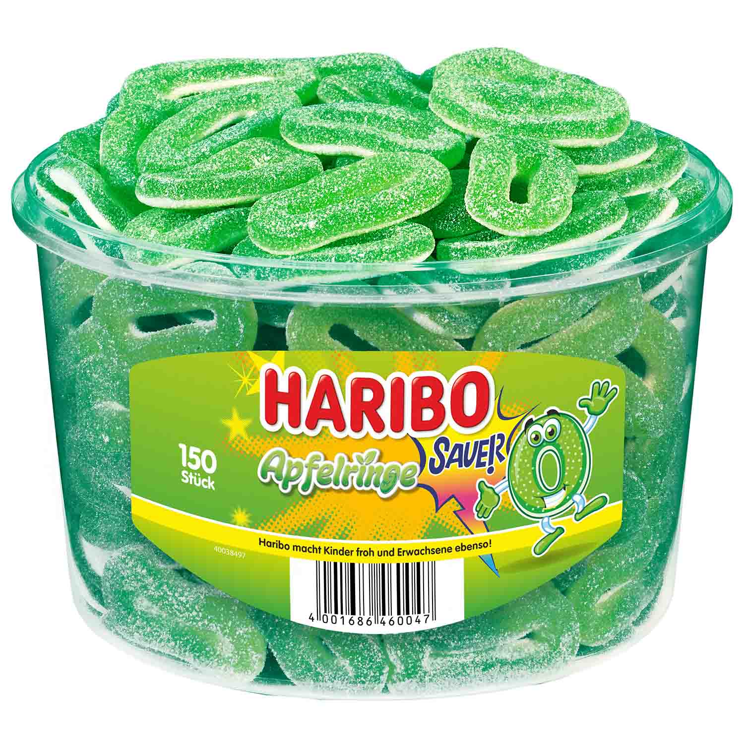 Haribo saure Apfelringe 150 Stück
in der Papiertüte, genäht