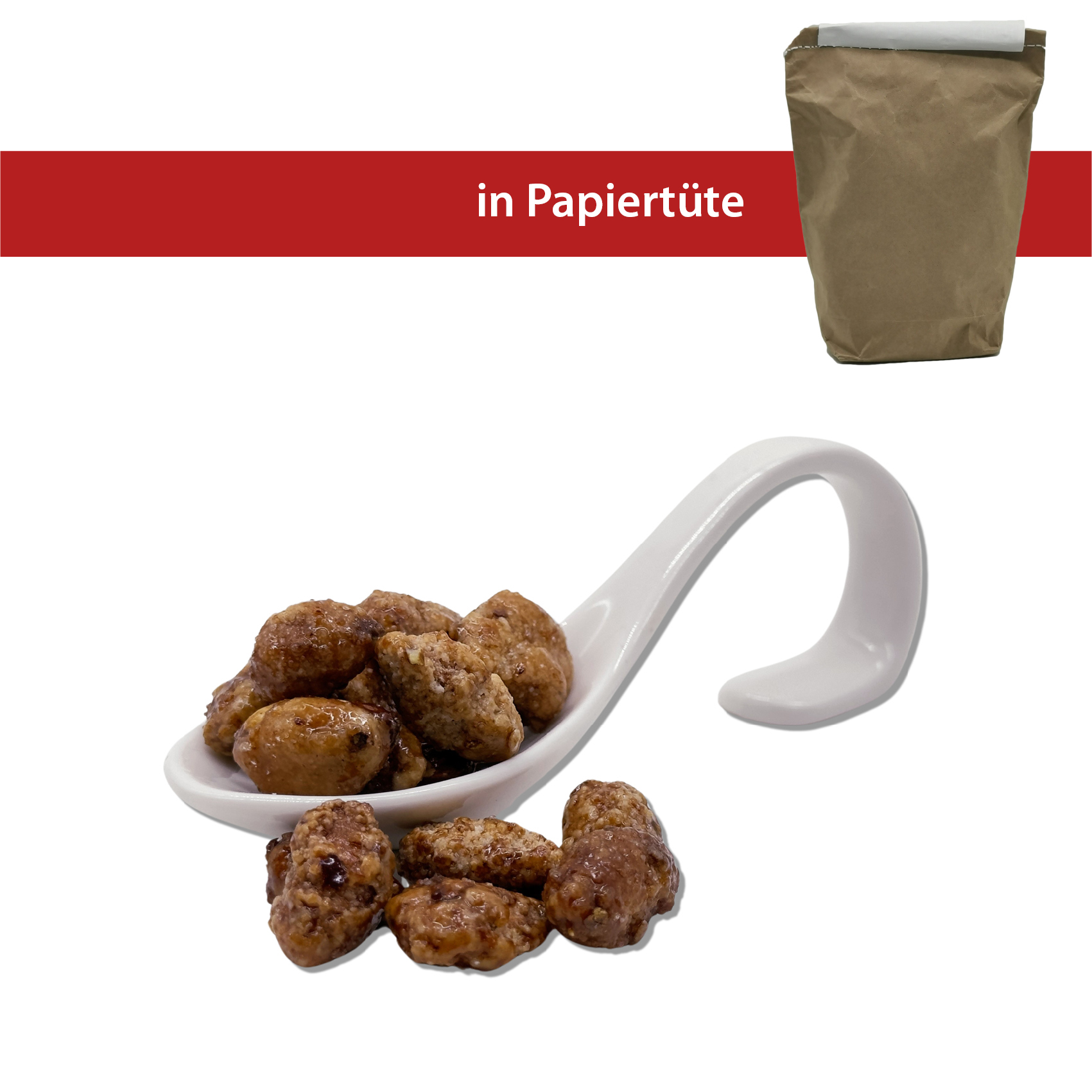 Gebrannte Mandeln 1kg
in der Papiertüte, genäht