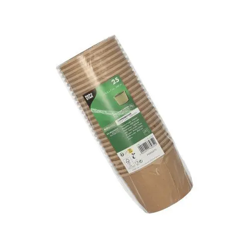 Umweltfreundlicher Suppenbecher mit Deckel 360 ml braun 9,5 cm, Höhe: 9 cm, max. 90°C aus PLE