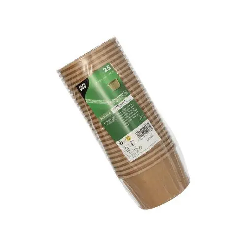 Umweltfreundlicher Suppenbecher mit Deckel braun 230 ml  9,8 cm, Höhe: 6 cm, max. Gebrauchstemperatur: 90°C aus PLE - 25 Becher pro Gebinde; 12953,12954