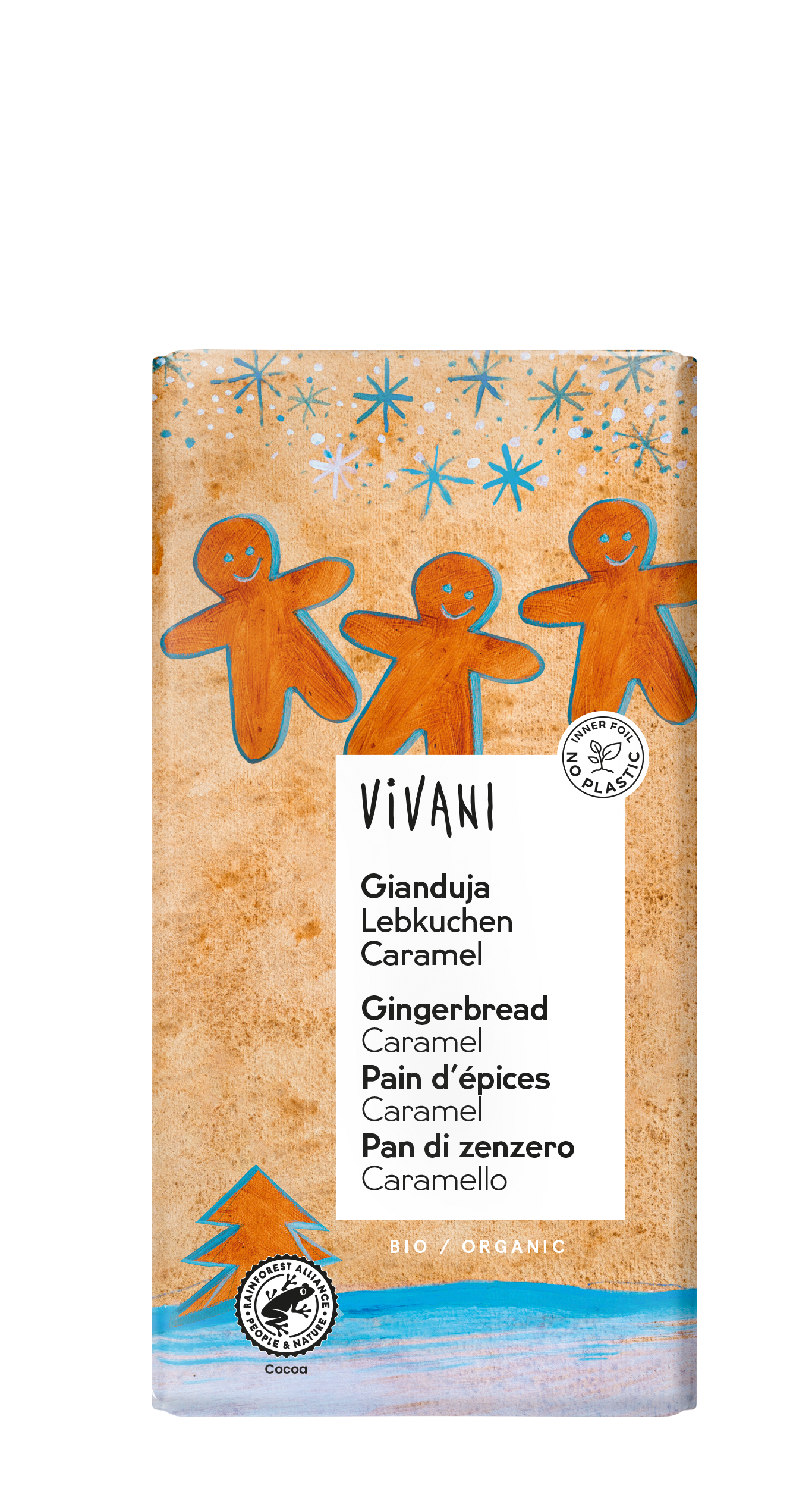 VIVANI Gianduja dunkle Nougat Lebkuchen Caramel Schokoladentafel 100g
BIO
10 Stück pro Karton