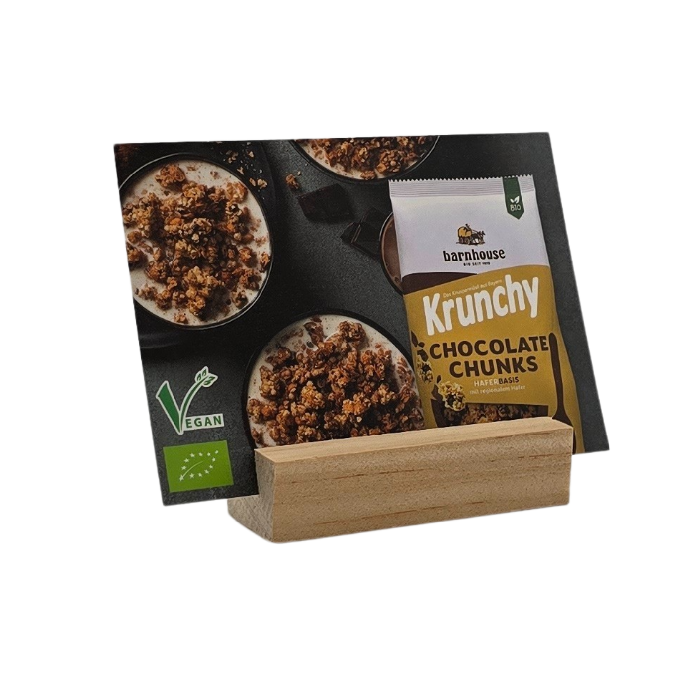 Barnhouse Krunchy Chocolate Chunks Sortenkarte
Buffetbeschilderung mit Zutatenliste/Allergenhinweis
BxH ca. 105 x 80 mm
