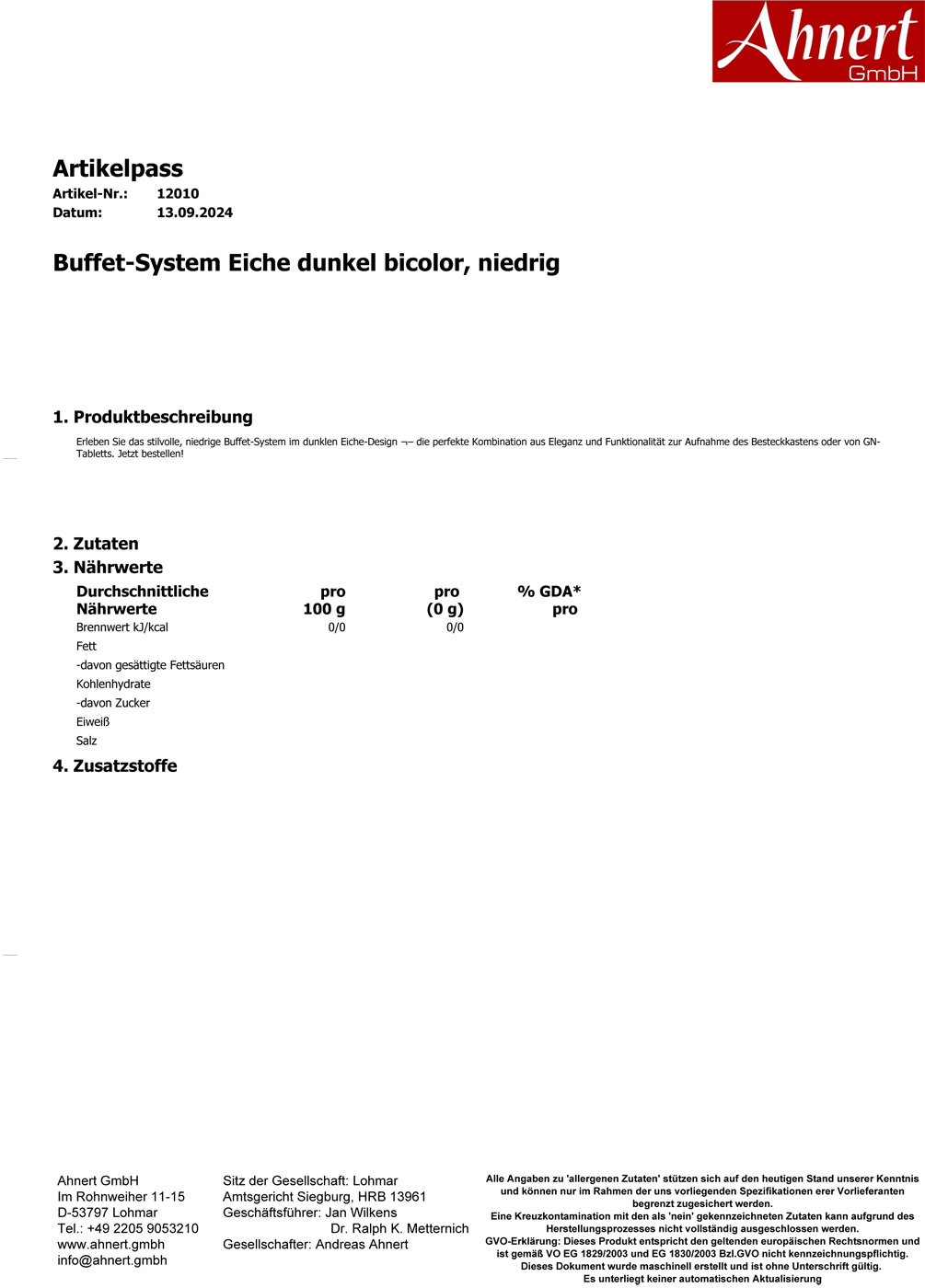 Buffet-System Eiche dunkel bicolor, niedrig