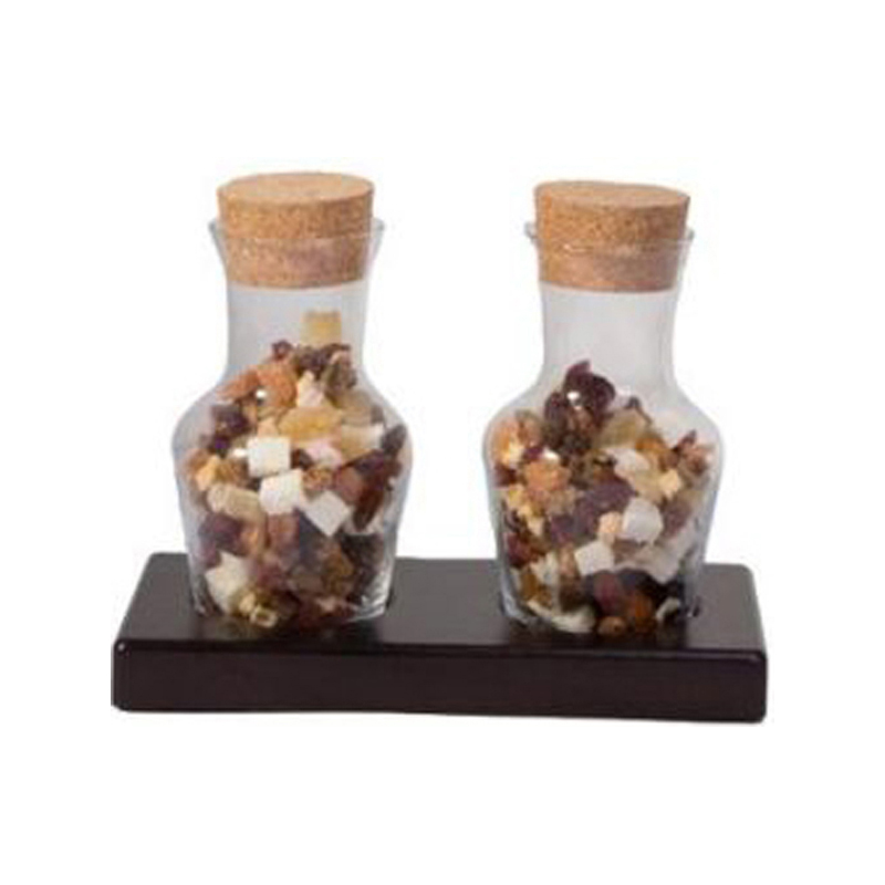Holztableau für zwei Glas Karaffen Vintage - Glas Fluid Karaffe 16cl