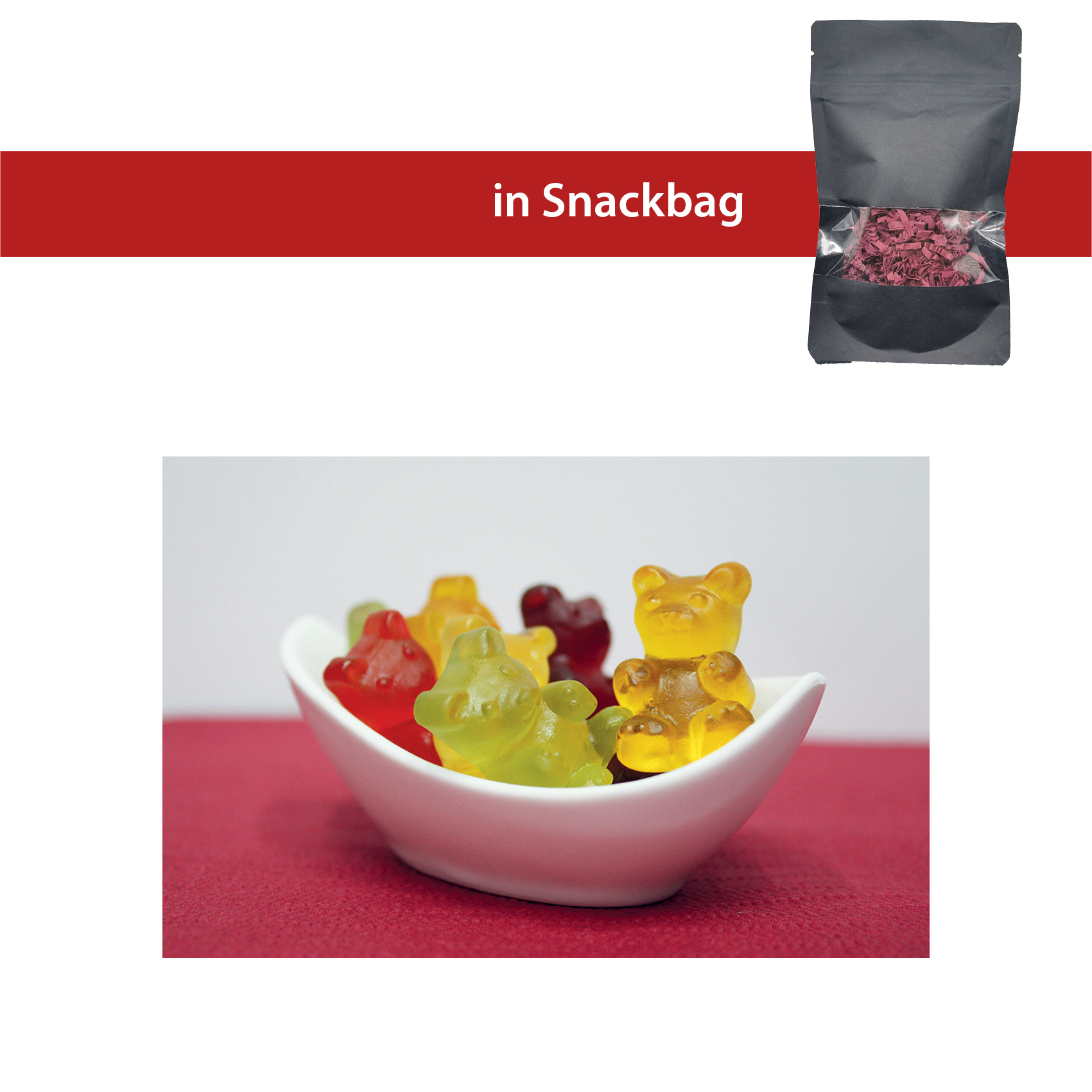 XXL Bärchen ohne Gelatine im Snackbag 100g - 25 Stück pro Karton