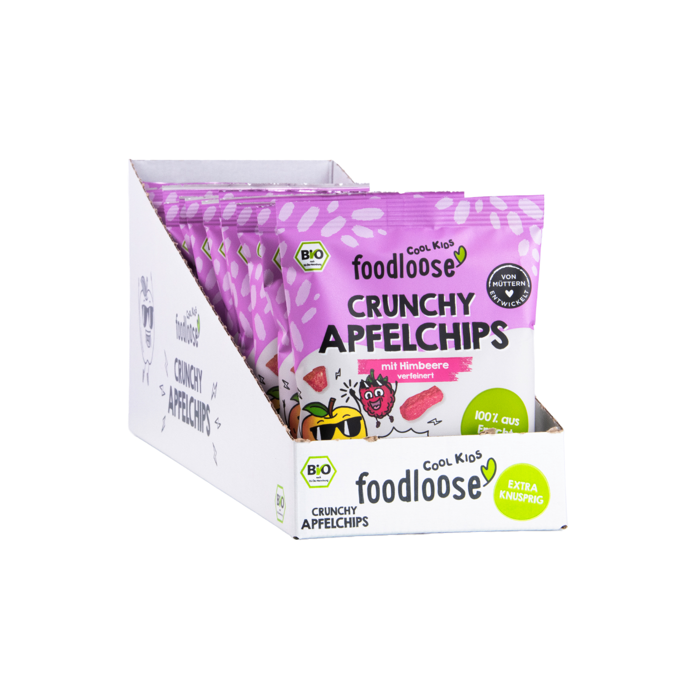 Foodloose Himbeere Bio-Apfelchips 16g - 13 Stück pro Karton